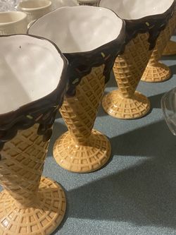 Ice cream cone set of 5 glass