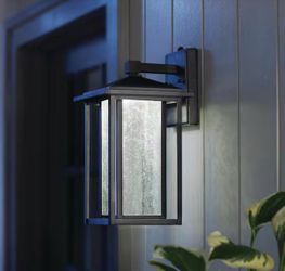 Mauvo Canyon 15.5 in. Black Dusk to Dawn LED Outdoor Wall Light