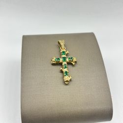 Gold18k Cruz Esmeraldas Colombiana