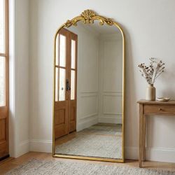 Azalea Park 36" x 72" Antique Gold Filigree Style Metal Leaner Floor Mirror $149.99