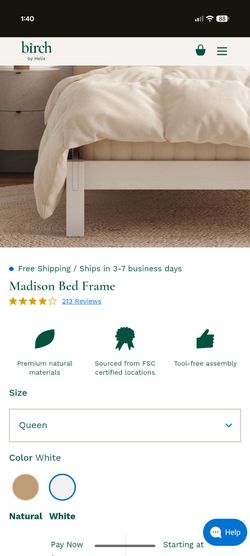 Birch by Helix Madison Bed Frame Queen White