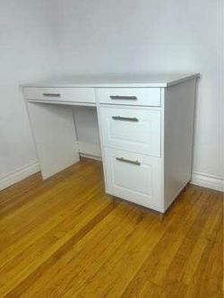 New Computer Desk ,4 Drawers, 43” Home Office Desk with Drawers, Gold Hardware for Small Space