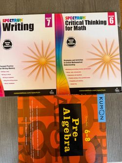 Spectrum & Kumon Middle School Workbooks Set of 3