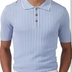 Men’s Kitted Light Blue Polo Shirt 