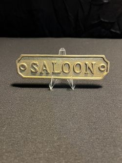 Brass  Door-wall Or Bar Plaque,  “SALOON”
