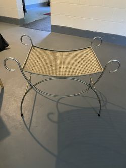 Mid Century Modern Metal Mesh Scroll Bench