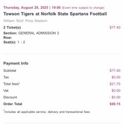 Michael Vick First Home Game! Norfolk State Vs TOWSON. Great Deal