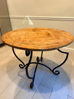 Sarreid Chatham Crossing Round Wood & Wrought Iron Table – 40”