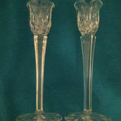 Pair of Gorham Lady Anne Crystal Candlestick Holders