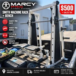 Marcy Pro Smith Machine Rack + Bench – Home Gym Equipment