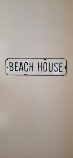 Beach House Metal Wall Sign - White and Black