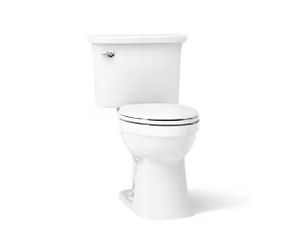 Elmbrook 12 in. Rough In 2-Piece 1.28 GFP Single Flush Elongated Chair Height Toilet in White with Soft Close Seat by KOHLER  #A7