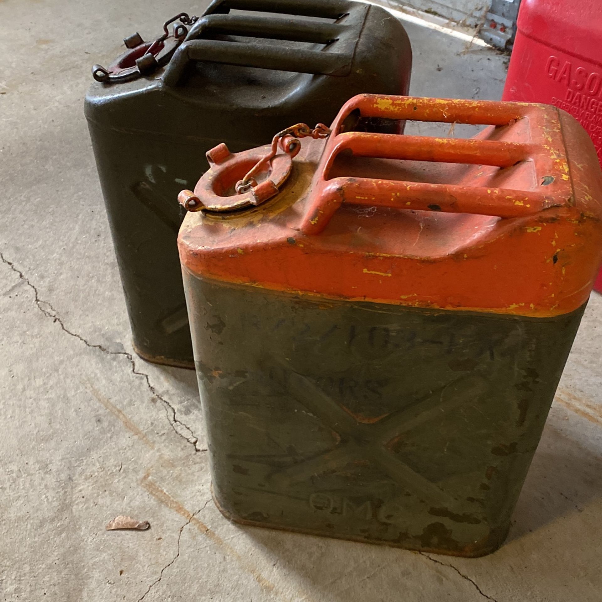 (2) Vintage Steel Military Gerry Cans