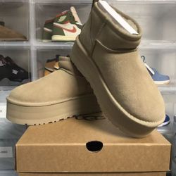 Light Brown Women's snow boots with plush insulation, anti slip thick sole, and increased height