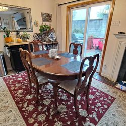 Vintage Oval Dining Set with Two Leaves and Six Chairs