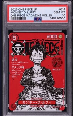 One Piece CCG Monkey.D.Luffy OP Magazine Vol. 20 Japanese ST21-014 PSA 10