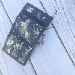 Camo wallet chain wallet card holder - Military color wallet , camouflage chain wallet skater Coin pouch Men Women Accessories Unisex 