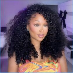 Brand new 18 inch Burmese Curly Glueless Wigs Human Hair