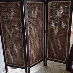 3 Panel Room Divider, Solid Wood/ Antique 