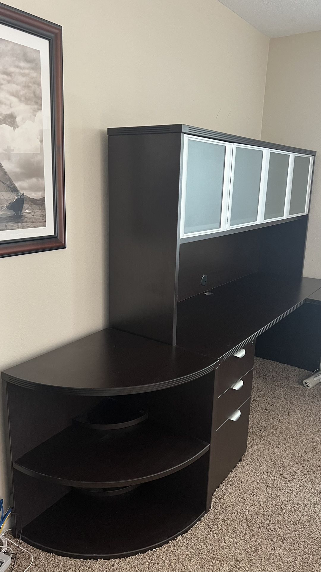 Executive Desk With Hutch And Armoire