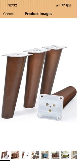 Furniture Legs 8 inch Slanted Wood Legs for Ottoman Bench Coffee Table Pack of 4