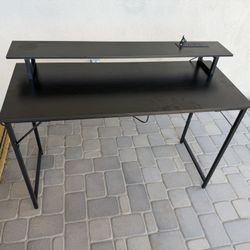 Black Desk With LED Lights 