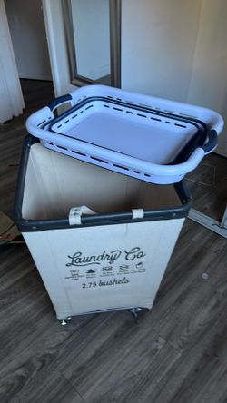 Rolling laundry basket + foldable basket