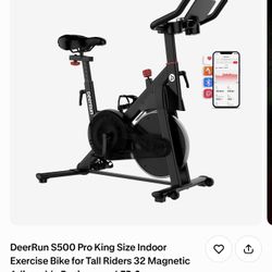 DeerRun S500 Pro King Size Indoor Exercise Bike for Tall Riders 32 Magnetic Adjustable Resistance, LED Screen