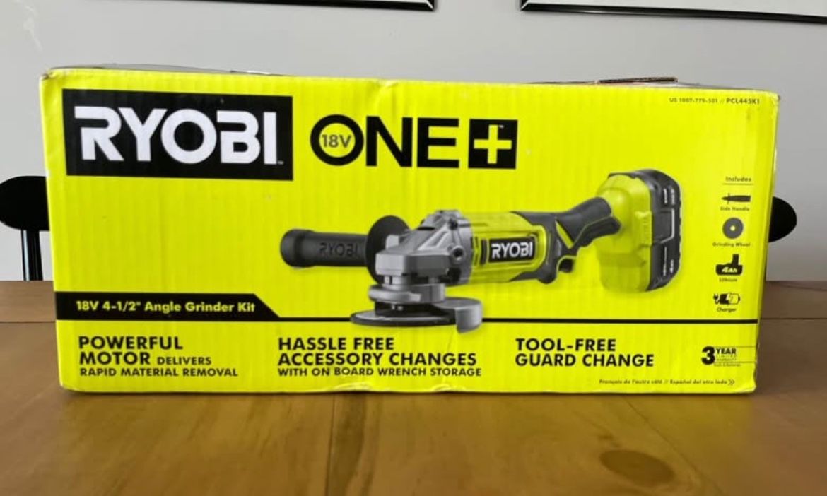 Brand New Ryobi One Angle Grinder + 2 Batteries