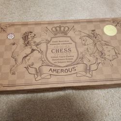AMEROUS Chess Set, 15"x15" Folding Magnetic Wooden Standard Chess Game Board 