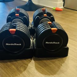 Nordic Track Weight Adjustable Dumbbells 5-55 Lb Pairr