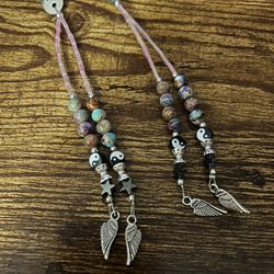 Silver Hair Clips With Beads And Wing Charms 