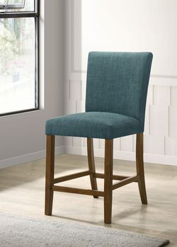Paxton Teal Blue/Brown Upholstered Counter Height Dining Chair (Set of 2)