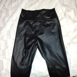 Yellow Cabbage Petite Black Faux Leather Pants