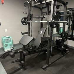 Vesta Fitness Smith Machine 2001 w/Bench Attachment | 230lb Bumpers Weights | 7ft Olympic Bar | Fitness | Gym Equipment | FREE DELIVERY 🚚 