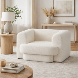 Diamond Sofa Form Accent Chair in Ivory Boucle Fabric