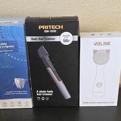 Oral Irrigator Body Hair Trimmer and Sonic Cleansing Brush All For $15