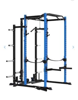 Blue Power Rack/Squat Rack with cables and attachments