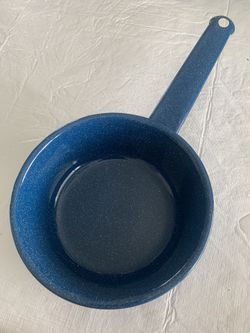 Vintage Cinsa Blue Speckle Enamel Handled Pot Or Sauce Pan