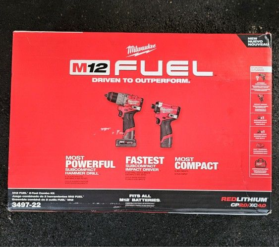 BLACK FRIDAY SALE M12 FUEL 2 DRILL COMBO WITH BATTERIES , CHARGER AND BAG HAMMER DRILL IMPACT DRIVER 