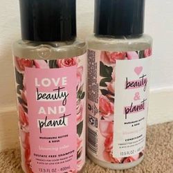 Used Set Of 2 Womens Girls Love Beauty And Planet Murumuru Butter And Rose Blooming Color Sulfate Free Shampoo And Conditioner 13.5 fl oz 400ml