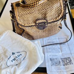 AUTHENTIC PRADA MADRAS WOVEN HANDBAG RARE BEAUTIFUL! Sells For $1000-2800