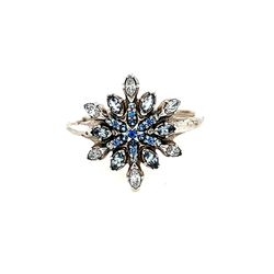 Pandora Blue/White Cz Snowflake Ring