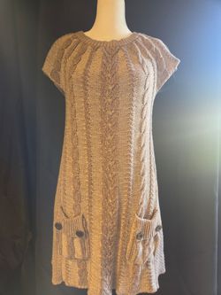 Cable Knit Sweater Dress with Pockets