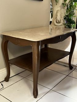 Antique Side Table Marble Top