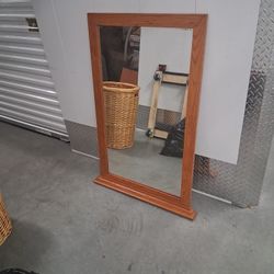 Wood Wall Mirror Real Glass