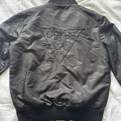 Guess Embroidered Black Bomber Jacket 