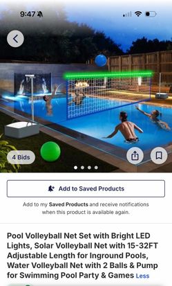 Pool Volleyball Net Set with LED Lights