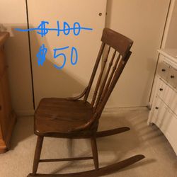 100+ Yrs. Antique Armless Sewing Rocking Chair. 