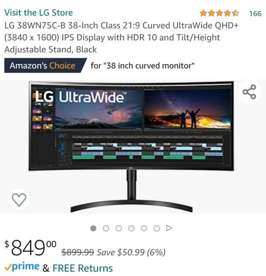 38' LG Ultra Wide Monitor ****NEW IN BOX******
